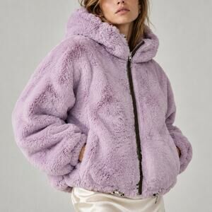 Bellerose Loud Reversible Olive Faux-Fur Hooded Jacket Size 1